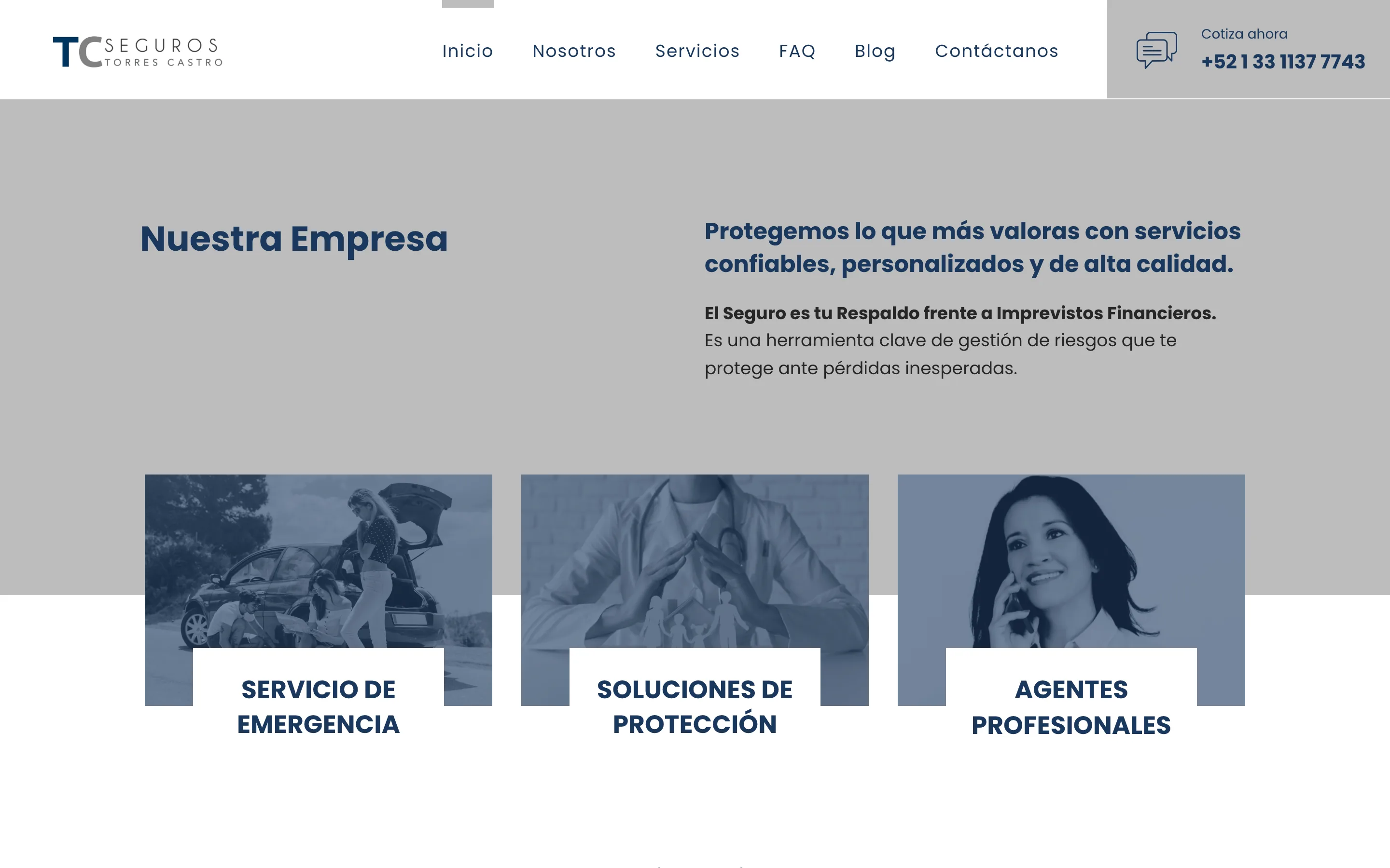 Captura del sitio de TC Seguros