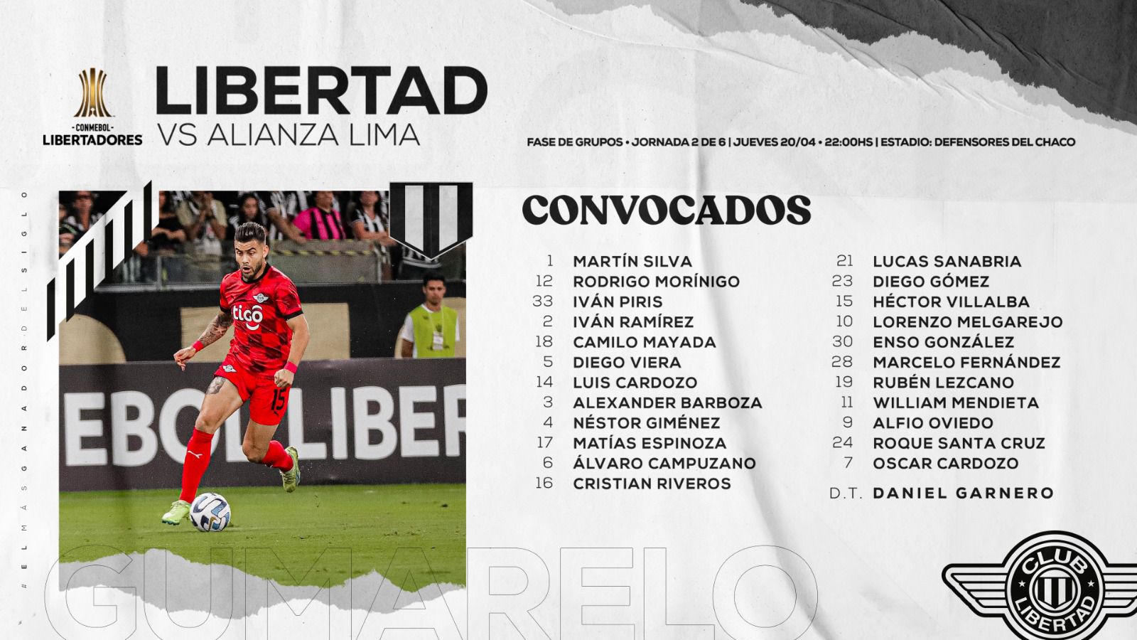 Alianza Lima vs Libertad: los convocados de cuadro 'guaraní' para el partido por Copa Libertadores